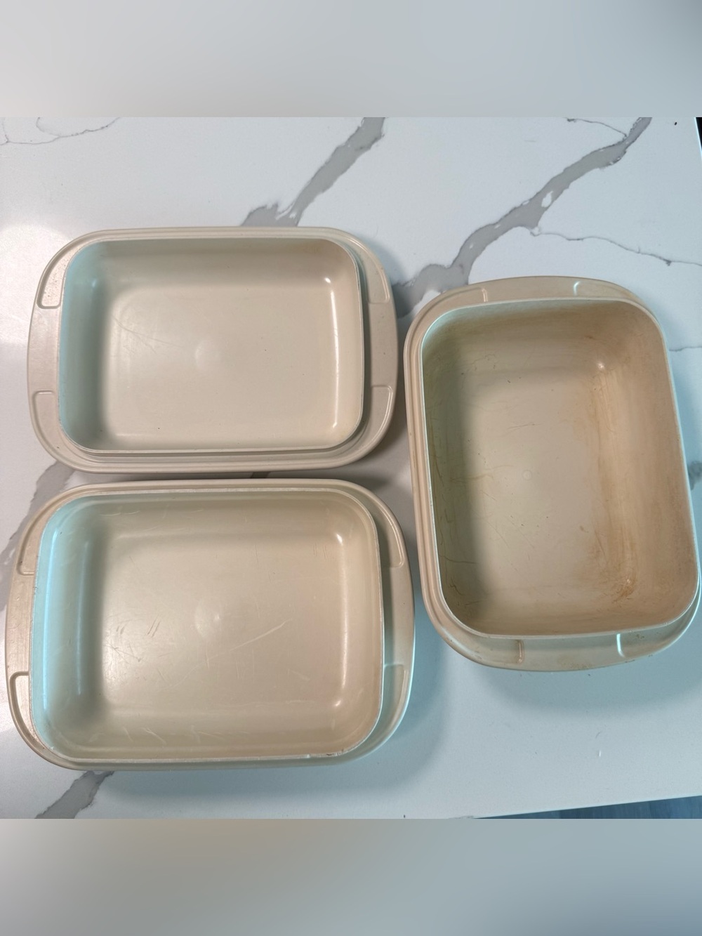 Vintage Tupperware Ultra 21 Microwave Ovenware 3 Pc Lot Loaf Cassarole Dish